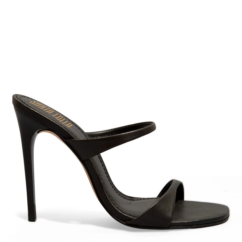 Mule Couro Pelica Preto Salto Alto Fino - vista 1 de 3