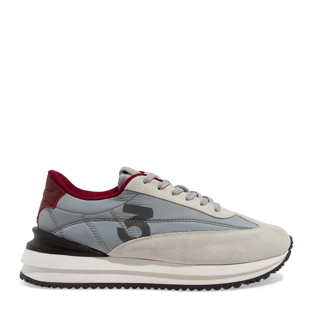 Tênis Jogger Masculino Couro Camurça Cinza - vista 1 de 4