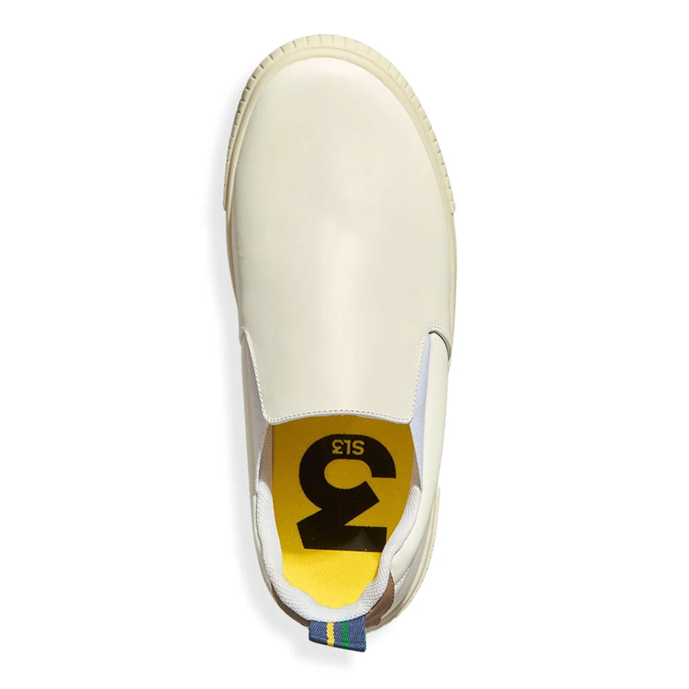 Tênis Slip On Masculino Couro Confort Branco Absoluto - vista 3 de 4