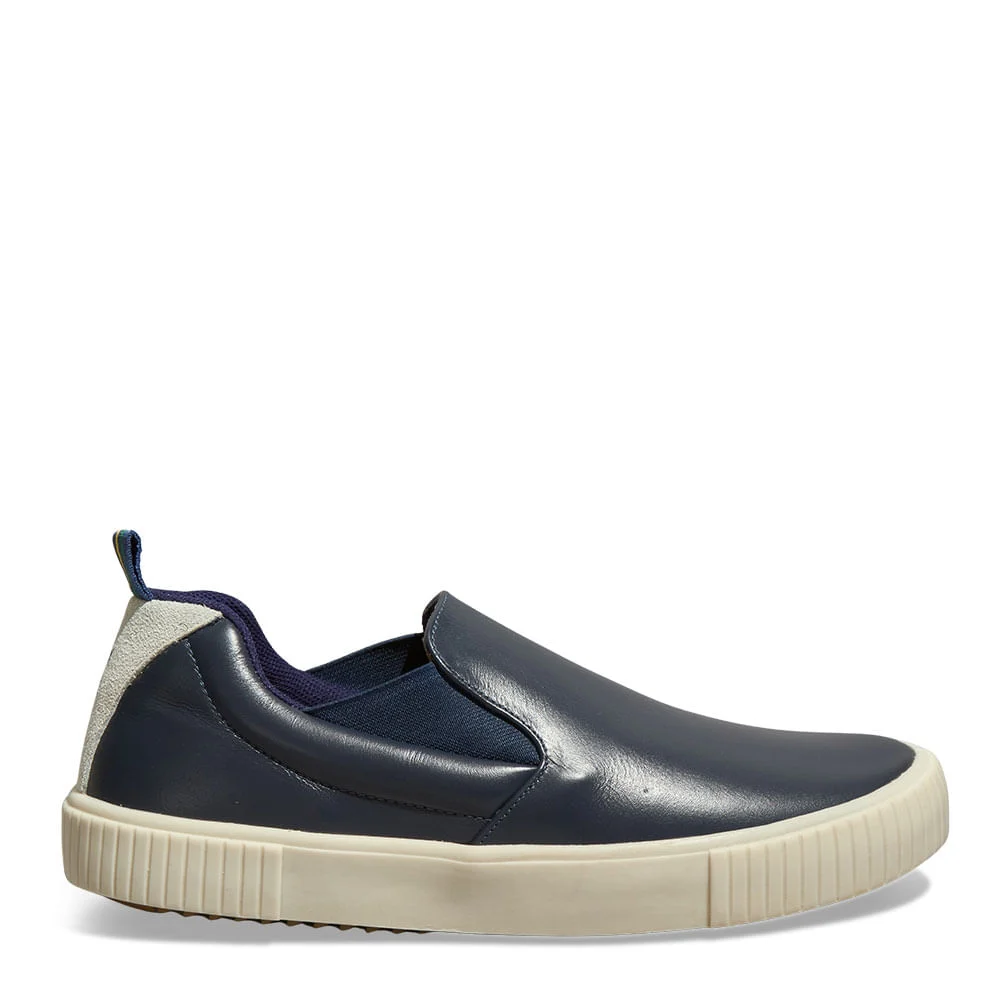 Tênis Slip On Masculino Couro Confort Azul Dark - vista 1 de 4
