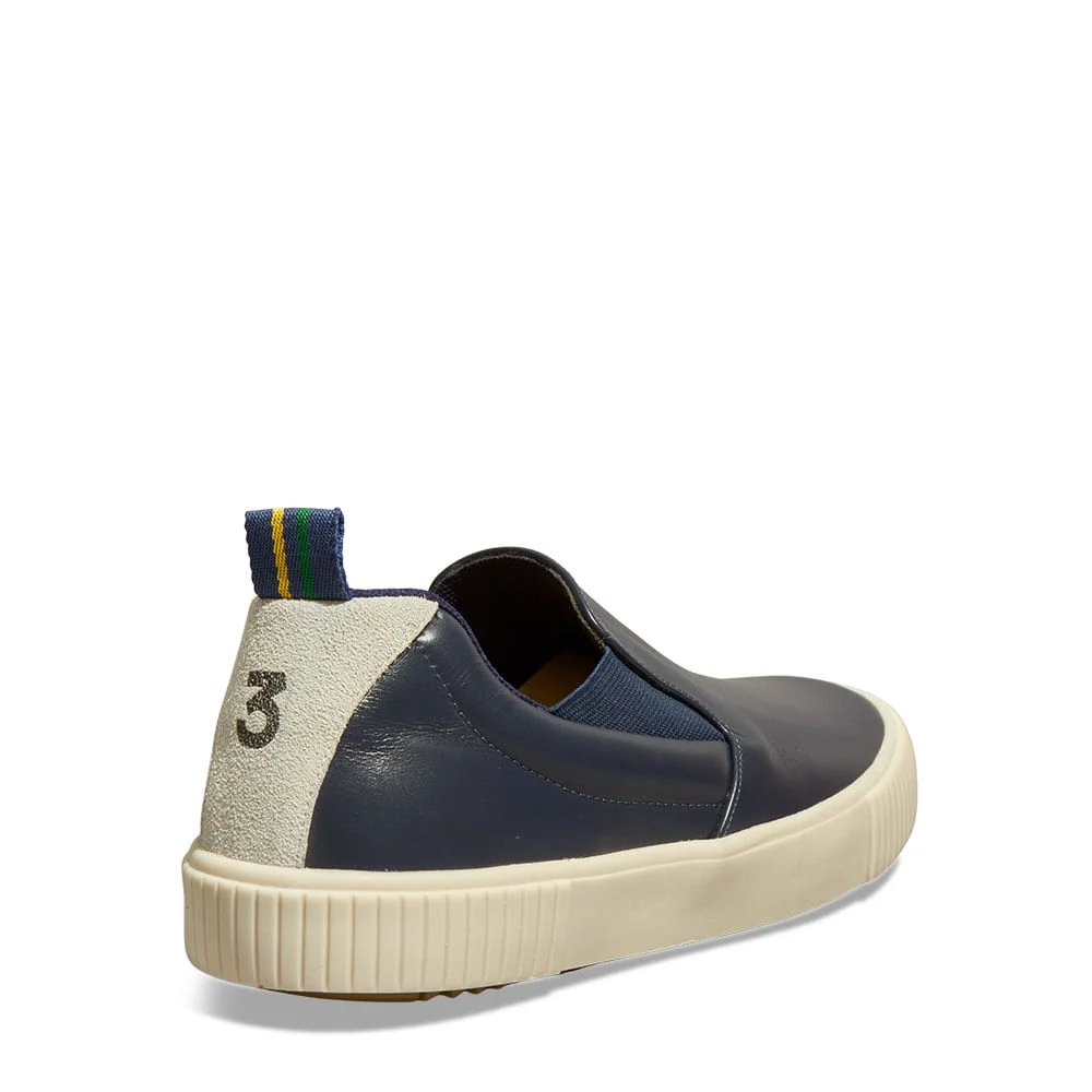 Tênis Slip On Masculino Couro Confort Azul Dark - vista 3 de 4