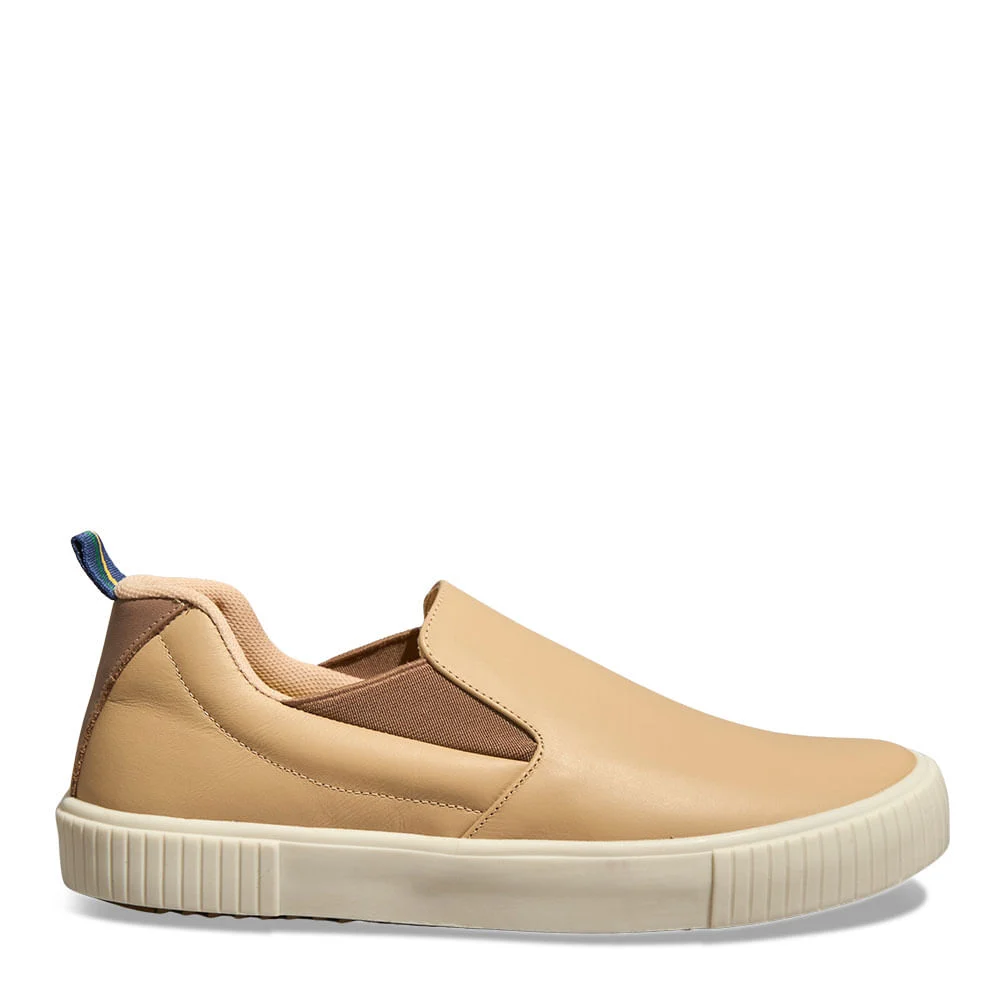 Tênis Slip On Masculino Couro Confort Bege - vista 1 de 4