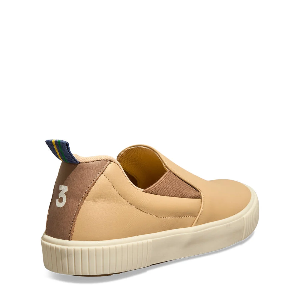 Tênis Slip On Masculino Couro Confort Bege - vista 4 de 4