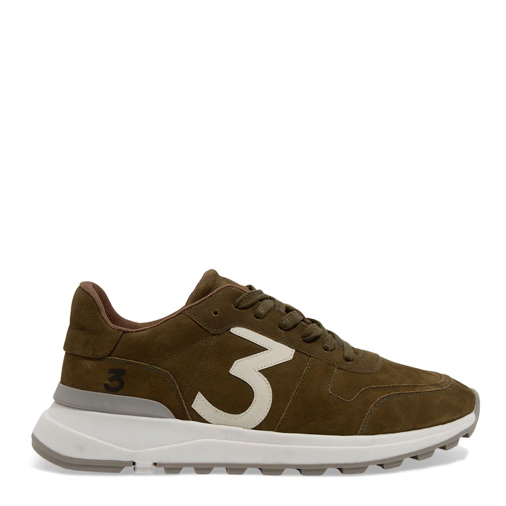 Tênis Jogger Masculino Couro Selaria Verde Oliva - vista 1 de 4