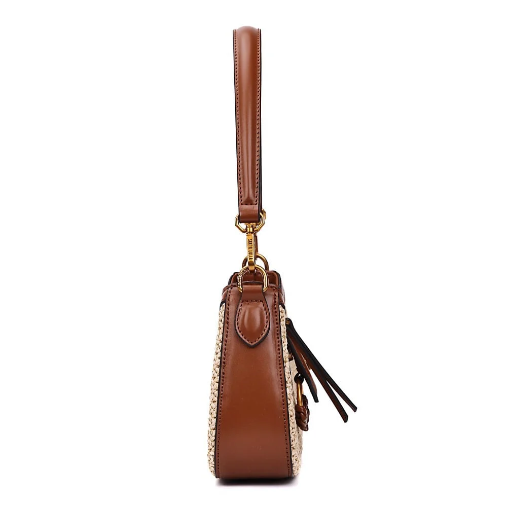 Bolsa Baguete Tramado Bege Alça Dupla - vista 4 de 7