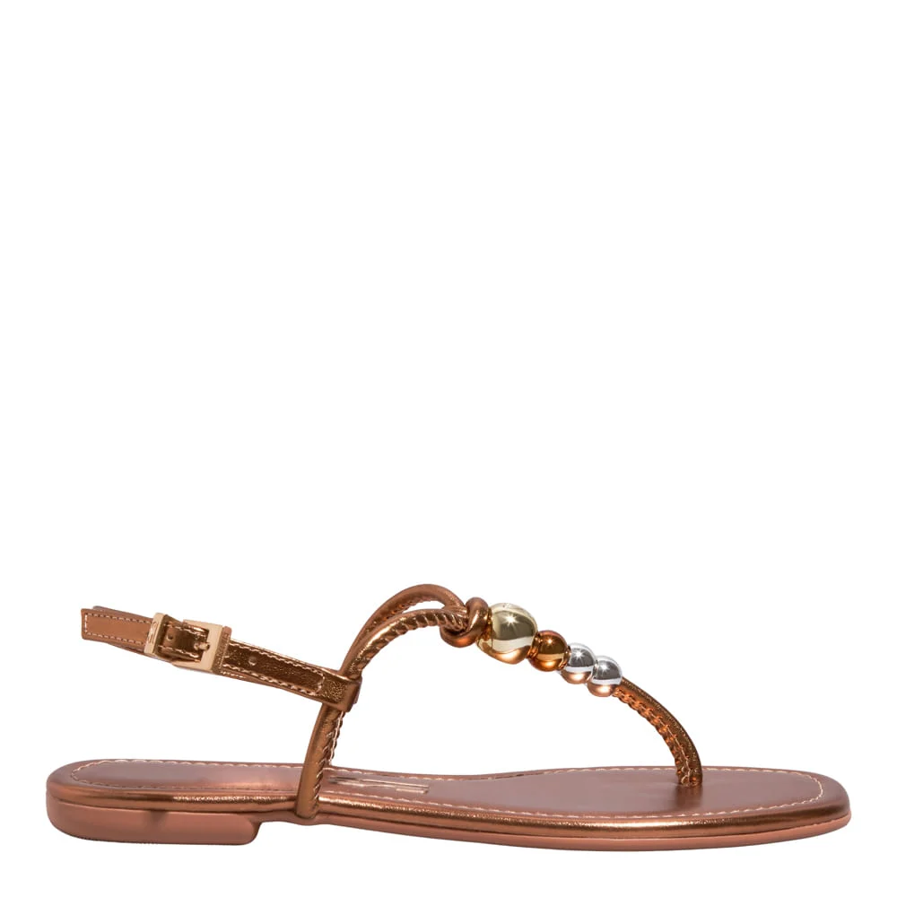 Rasteira Napa Metalizada Bronze Bico Quadrado - vista 1 de 5