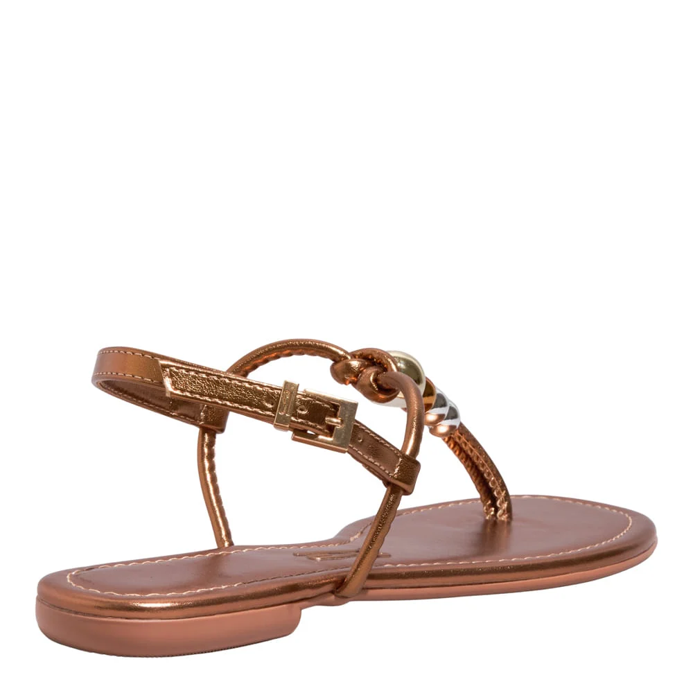 Rasteira Napa Metalizada Bronze Bico Quadrado - vista 3 de 5