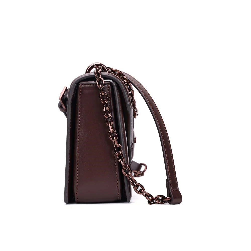 Bolsa Material Canvas Marrom Dark Alça Transversal - vista 4 de 7