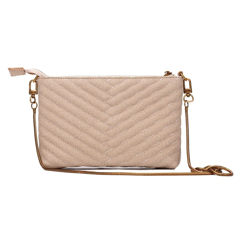 Bolsa Clutch Canvas Bege Claro Alça Corrente - vista 4 de 6