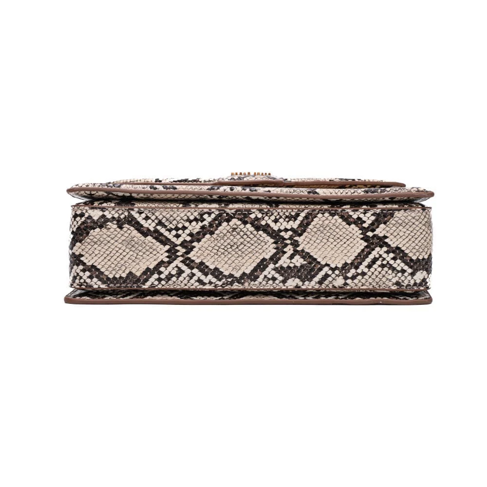 Bolsa Estampa Animal Print Cobra Bege Alça Transversal - vista 6 de 7