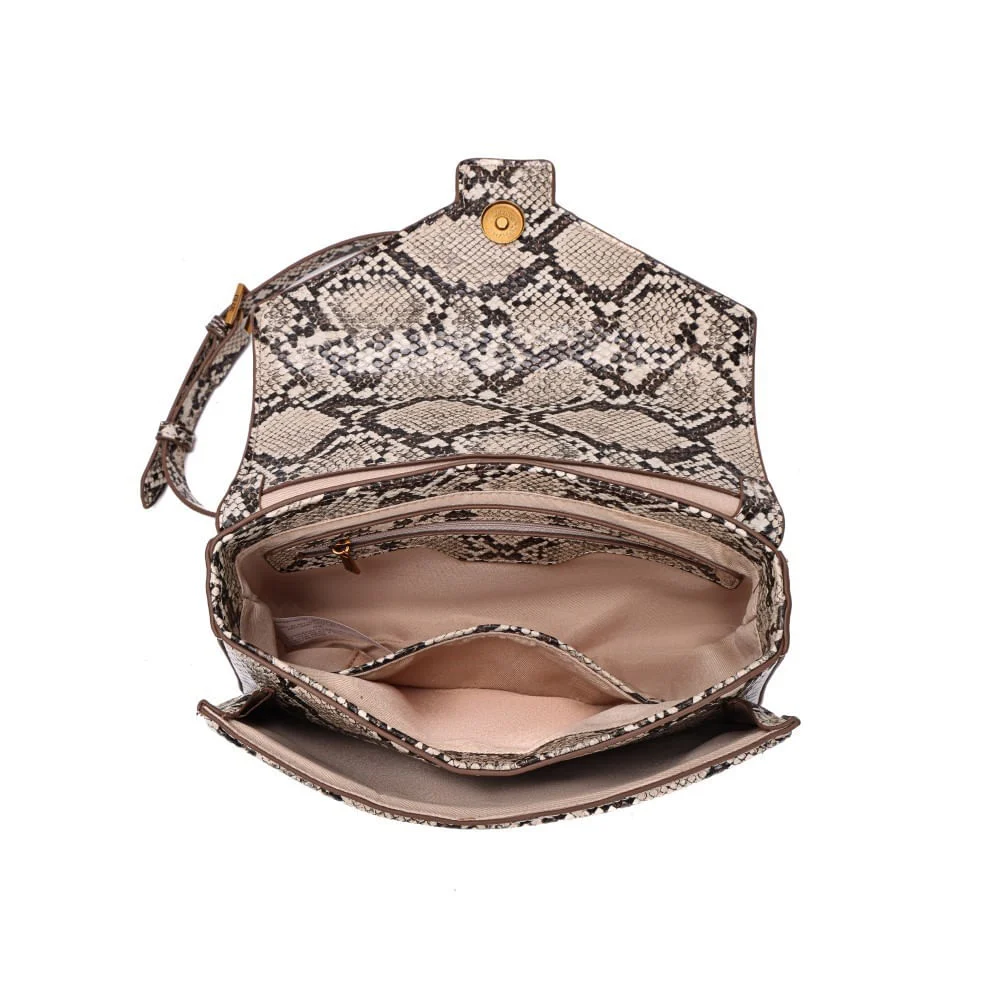 Bolsa Estampa Animal Print Cobra Bege Alça Transversal - vista 7 de 7
