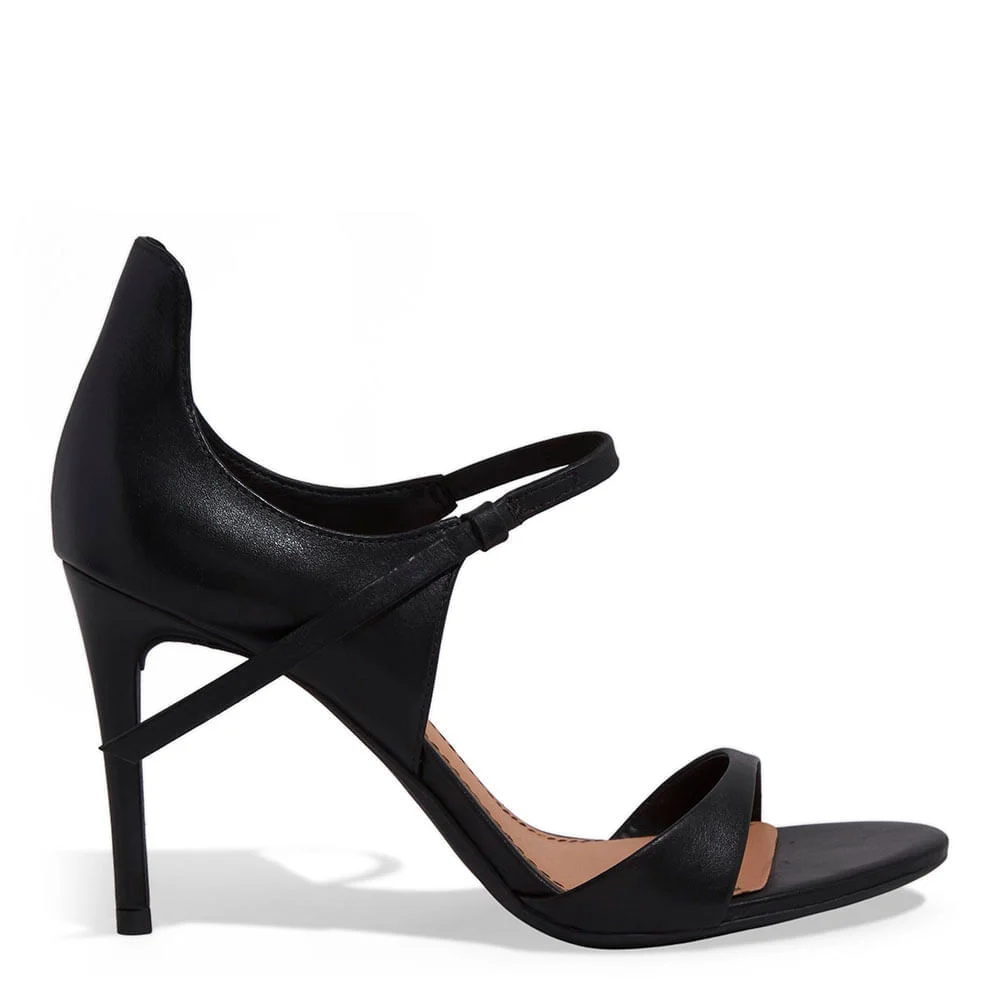 Sandália Couro Pelica Soft Preto Salto Alto Fino - vista 1 de 3