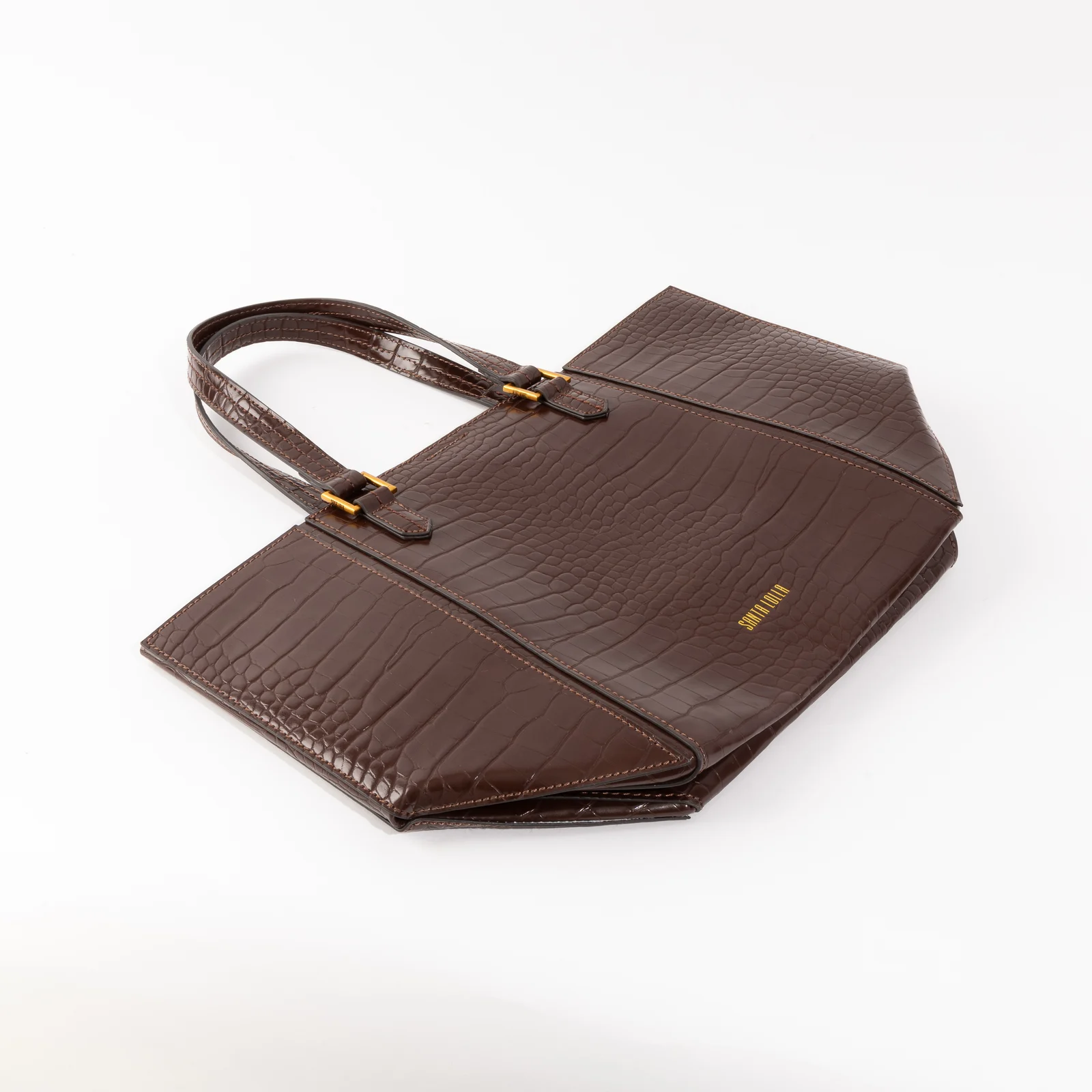 Bolsa Shopper Croco Marrom Dark Alça Ombro - vista 8 de 8
