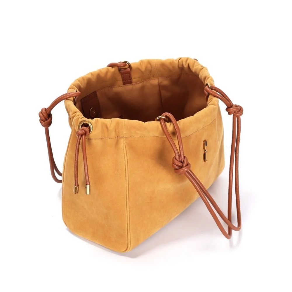 Bolsa Camurça Amarelo Mostarda Alça Ombro - vista 3 de 6