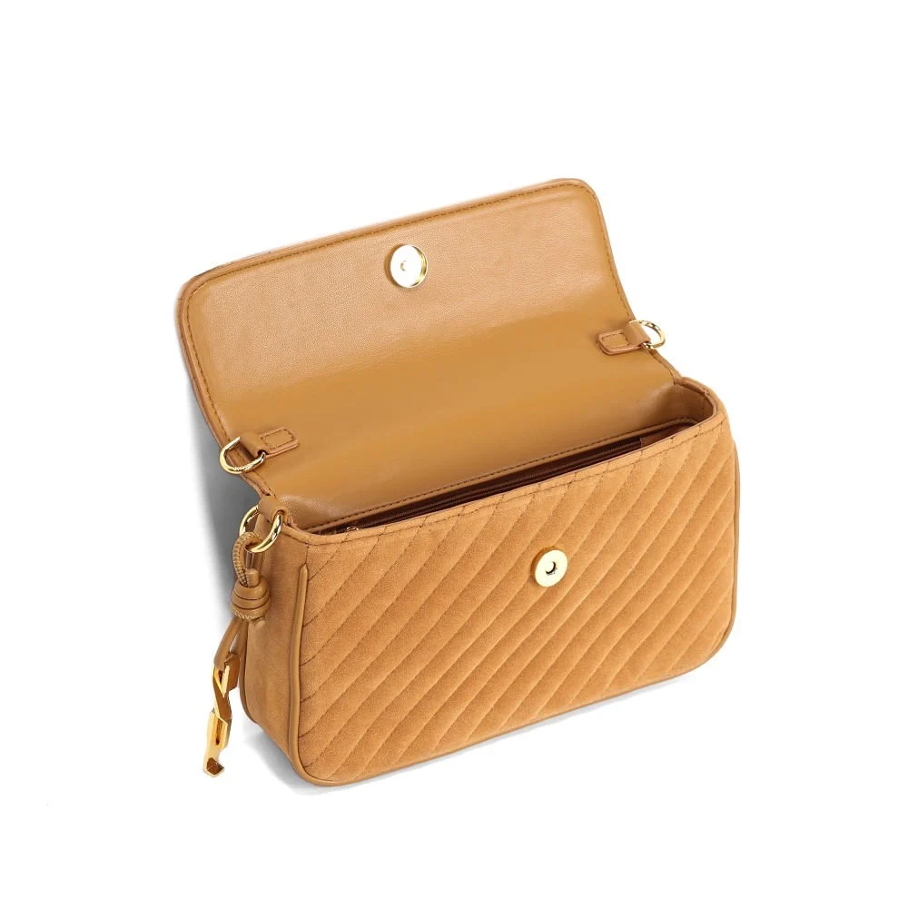 Bolsa Camurça Amarelo Mostarda Alça Corrente Transversal - vista 3 de 3