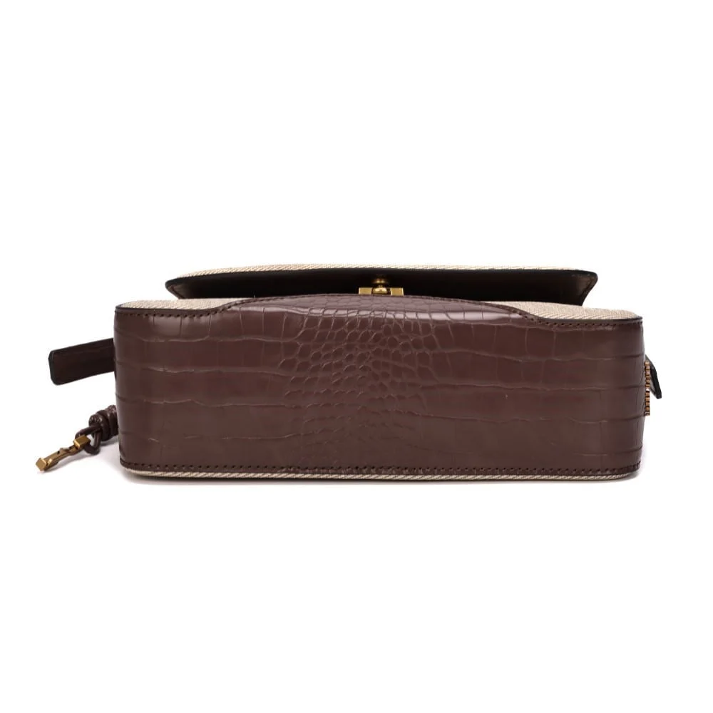 Bolsa Baguete Material Canvas Bege Alça Ombro - vista 6 de 7
