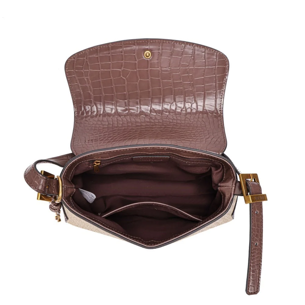 Bolsa Baguete Material Canvas Bege Alça Ombro - vista 7 de 7