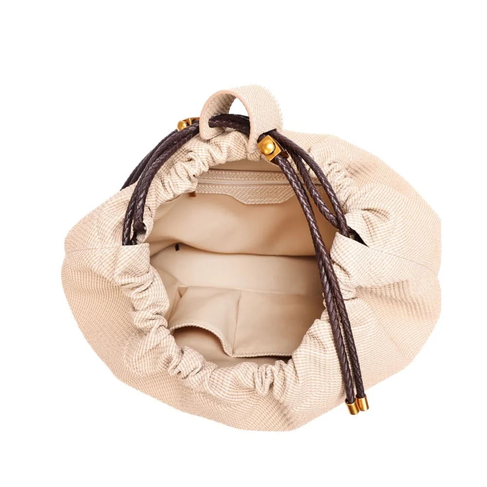 Bolsa Grande Material Canvas Bege Alça Ombro - vista 6 de 6