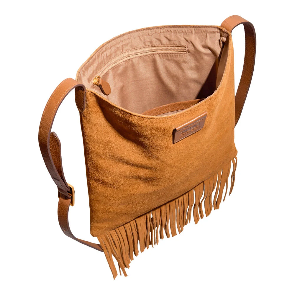 Bolsa M Couro Camurça Mostarda - vista 3 de 3
