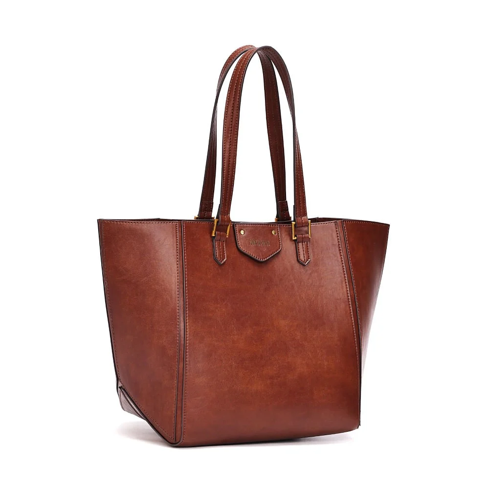 Bolsa Grande Material Rustico Marrom Alça Ombro - vista 3 de 9