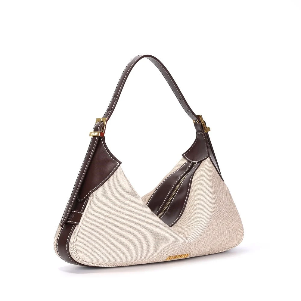 Bolsa Hobo Material Canvas Bege Alça Ombro - vista 2 de 3