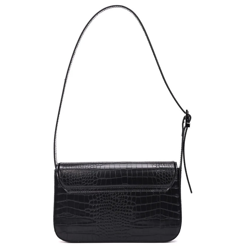 Bolsa Croco Preta Alça Ombro - vista 5 de 7