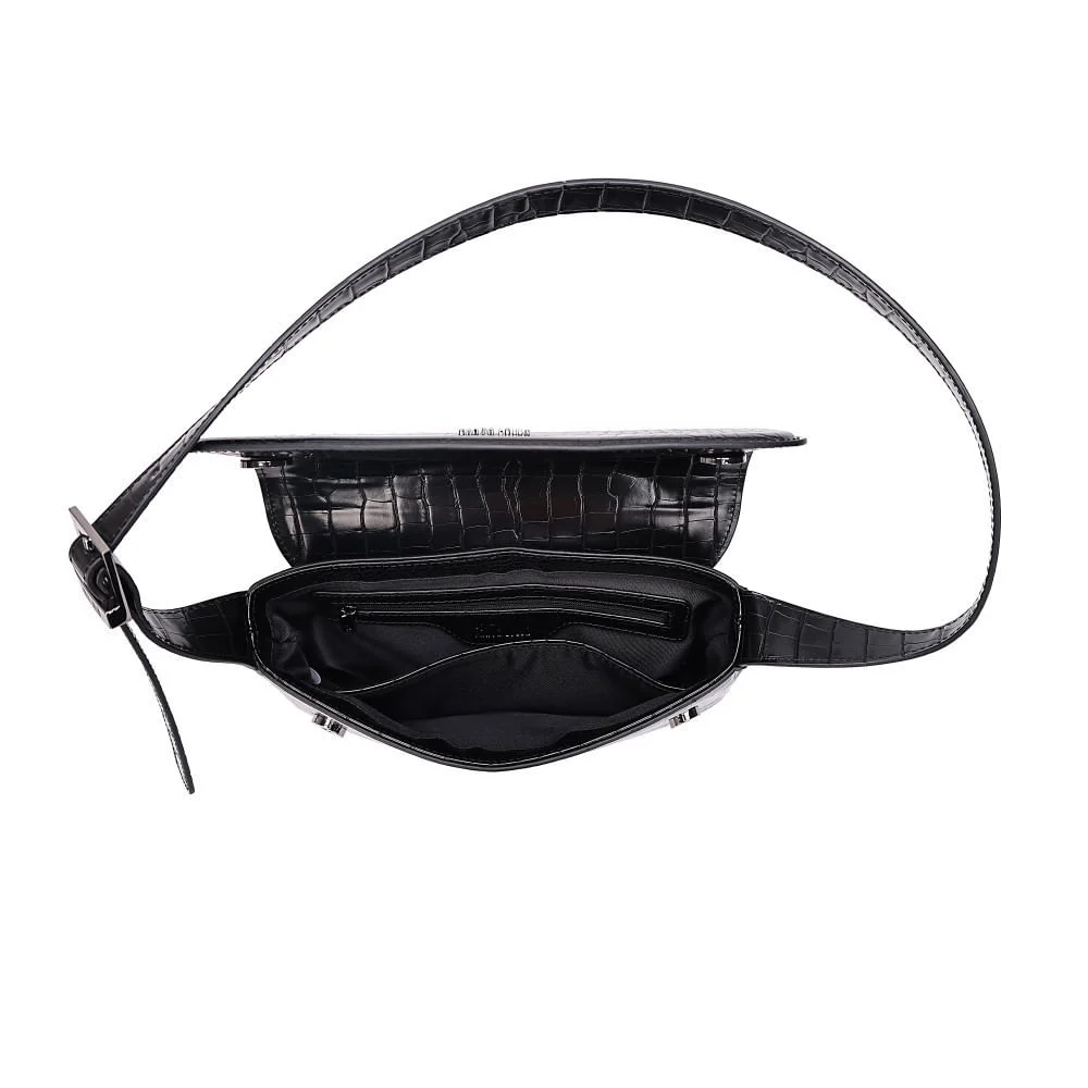 Bolsa Croco Preta Alça Ombro - vista 7 de 7