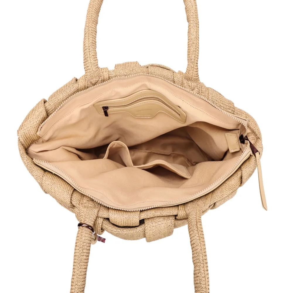 Bolsa Grande Tramado Bege Alça Ombro - vista 7 de 8