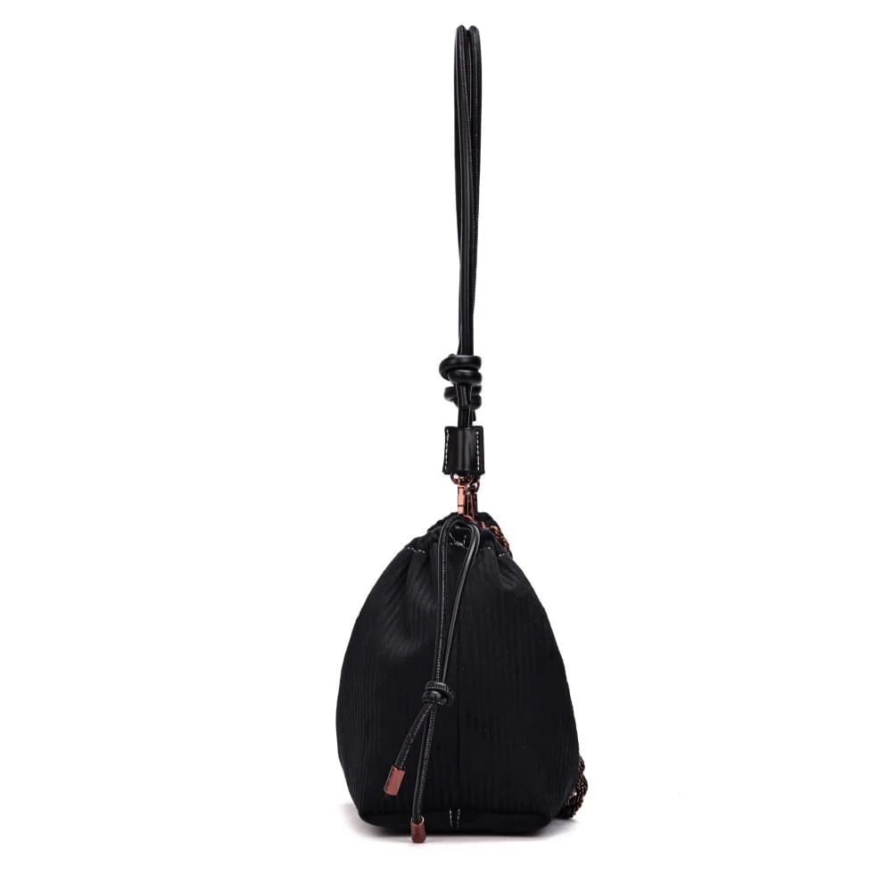 Bolsa Veludo Cotele Preto Alça Ombro - vista 2 de 5