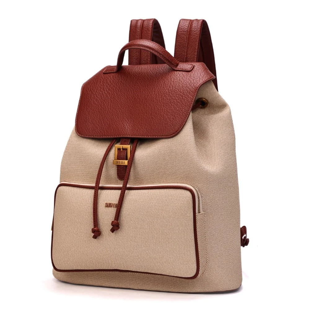 Mochila Tramado Bege E Marrom - vista 3 de 7