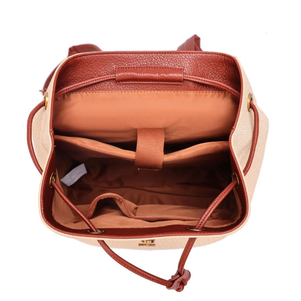 Mochila Tramado Bege E Marrom - vista 7 de 7
