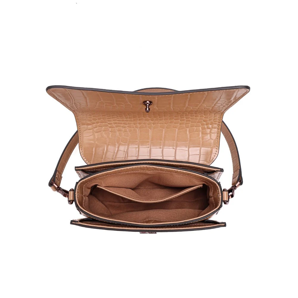 Bolsa Pequena Croco Bege Alça Dupla - vista 7 de 8
