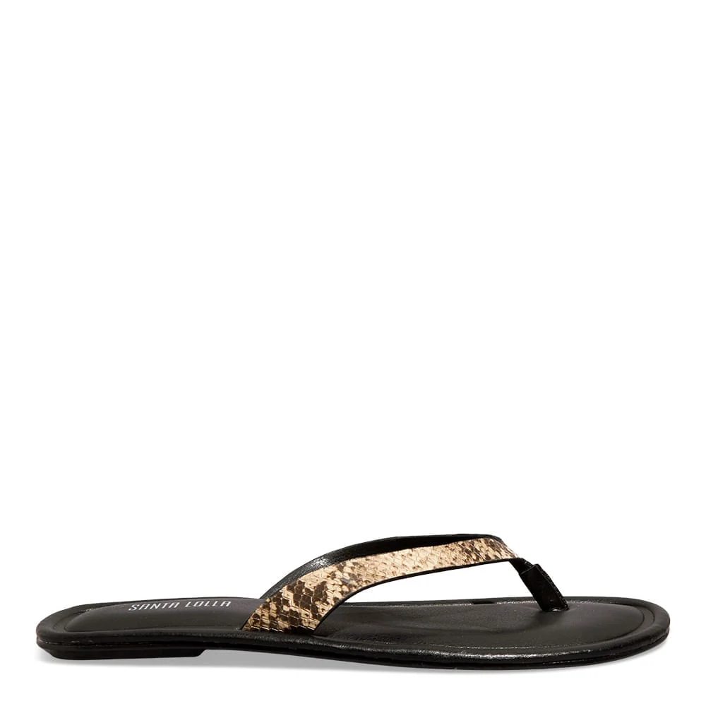 Rasteira Animal Print Couro Estampa Cobra - vista 1 de 5