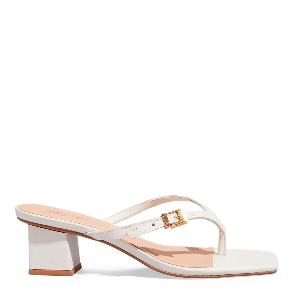 Mule Couro Nobre Soft Salto Bloco Baixo Off White - vista 1 de 3