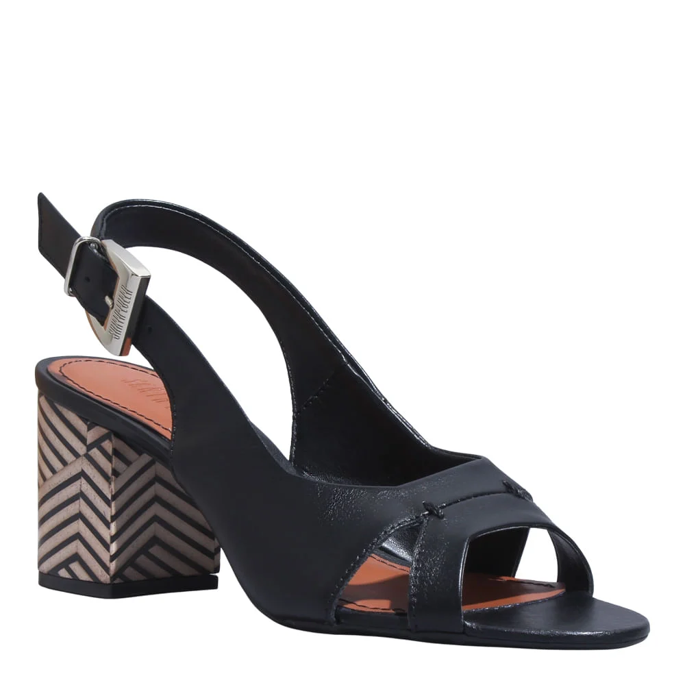 Peep Toe Couro Confort Preto - vista 2 de 3