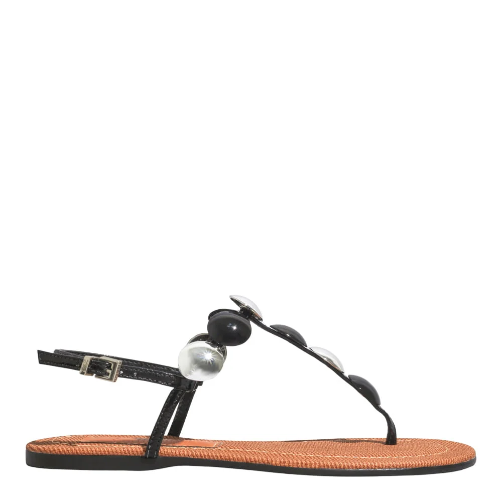 Rasteira Verniz Glossy Preta Tachas - vista 1 de 5