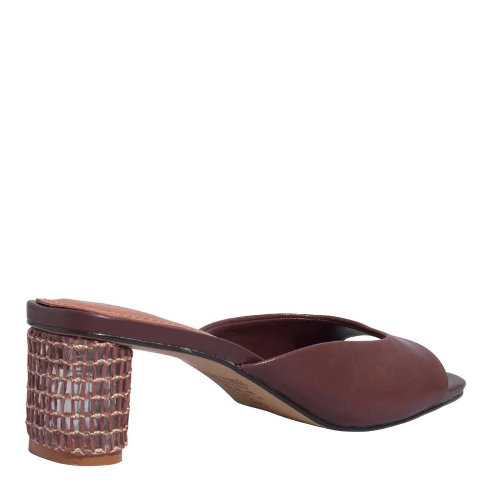Mule Couro Nobre Marrom Dark Salto Grosso - vista 4 de 5