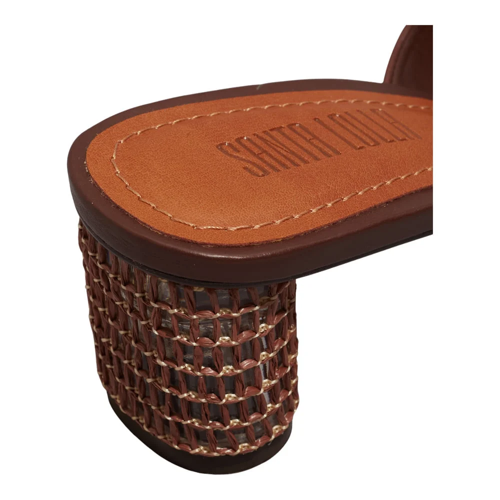 Mule Couro Nobre Marrom Dark Salto Grosso - vista 5 de 5