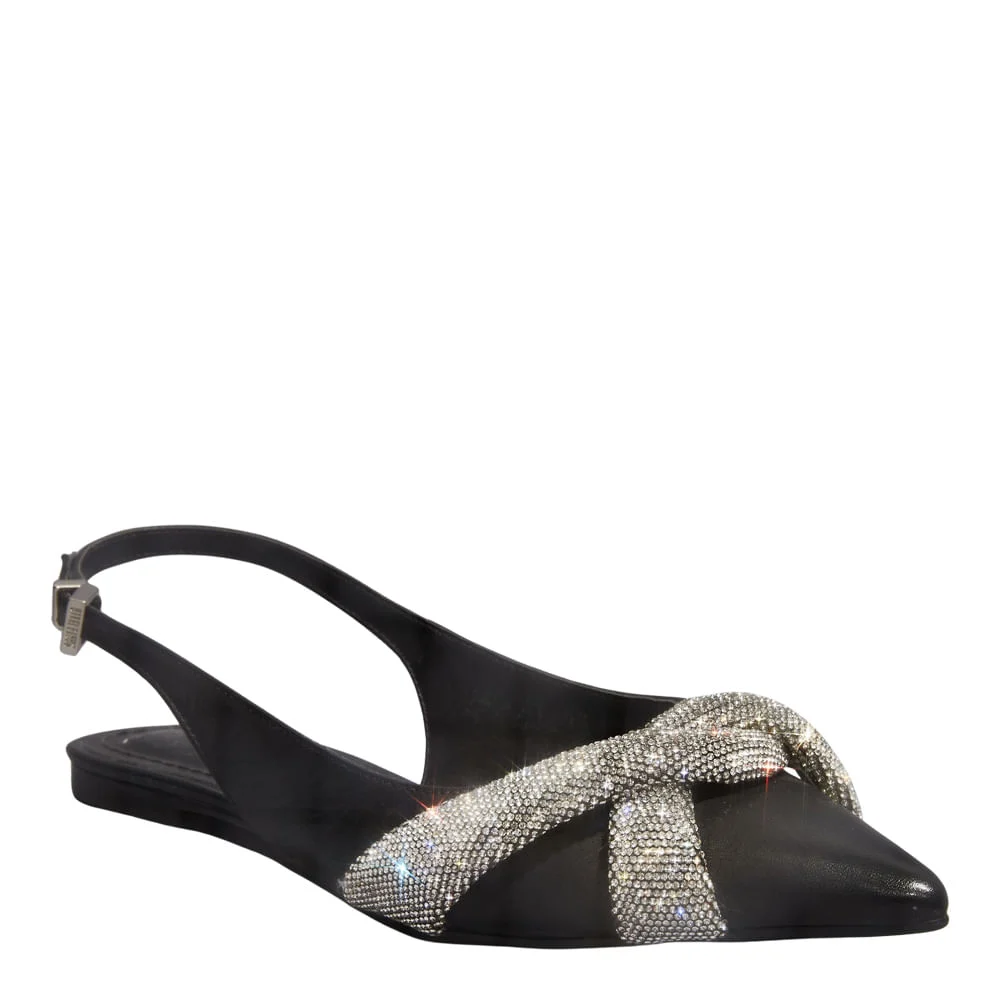 Sapatilha Slingback Couro Confort Preta Bico Fino - vista 2 de 4