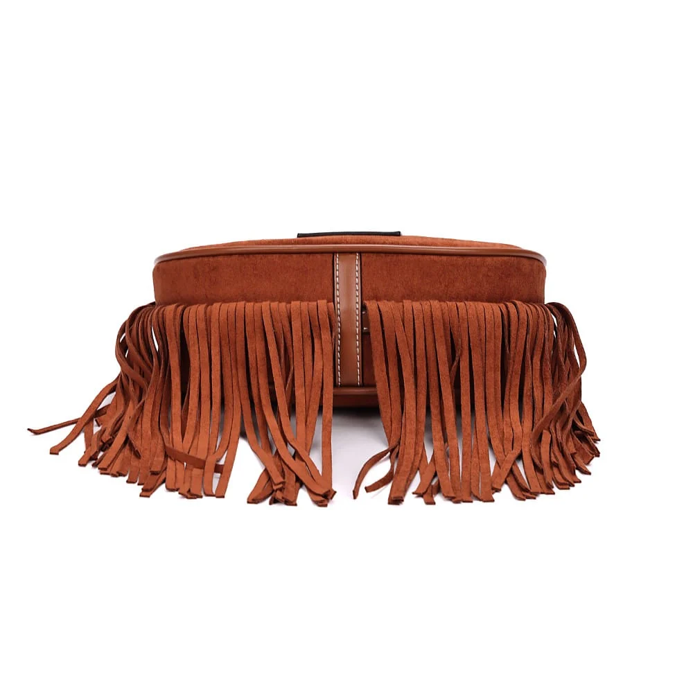 Bolsa Hobo Camurça Marrom Franjas Alça de Ombro - vista 6 de 7