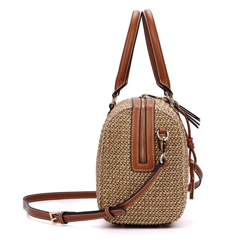 Bolsa Baú Gramde Palha Bege Sand Transversal - vista 4 de 7