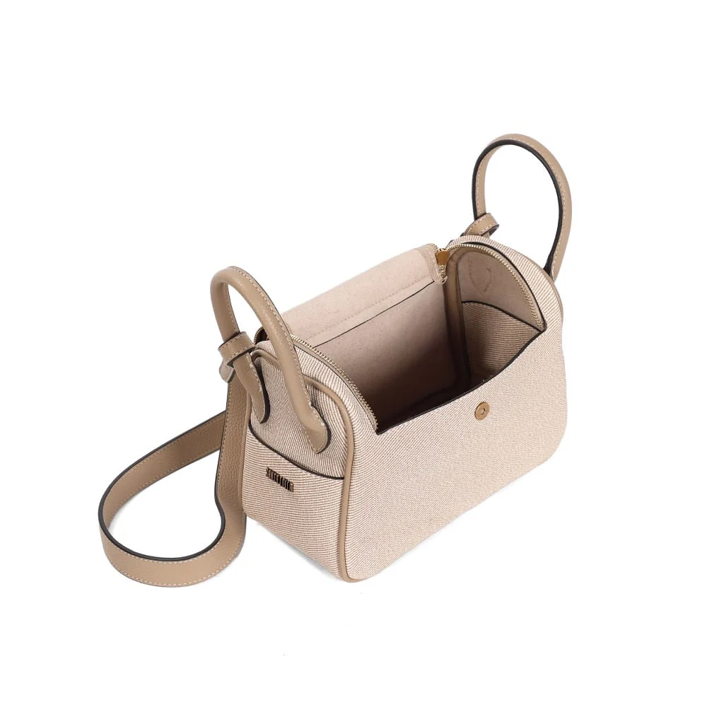Bolsa Média Canvas Alça Dupla Bege - vista 3 de 3