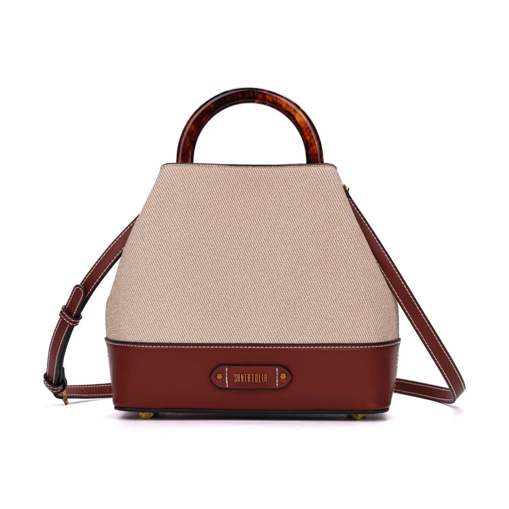 Bolsa Bucket Canvas Marrom Alça Dupla - vista 1 de 7