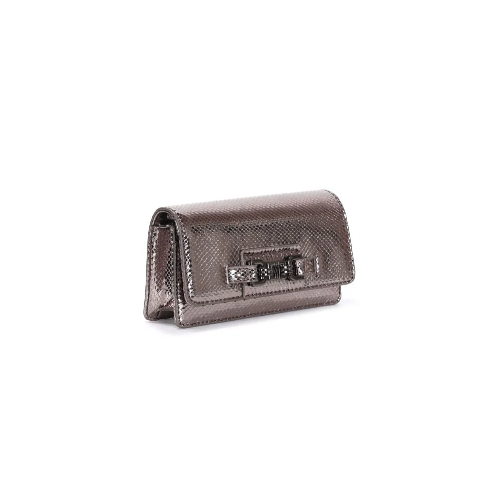 Bolsa Metalizada Cinza Grafite Alça Transversal - vista 2 de 3