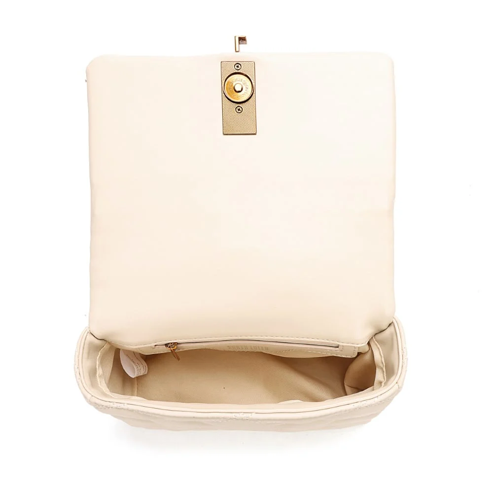 Bolsa Pequena Soft Matelassê Marfim Alça Corrente - vista 7 de 7