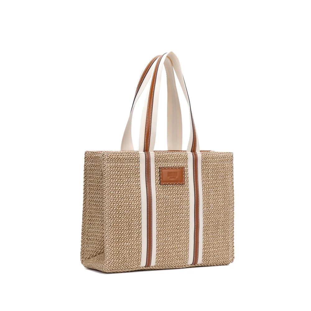 Bolsa Quadrada Estruturada Palha Preta Alça De Ombro - vista 2 de 5