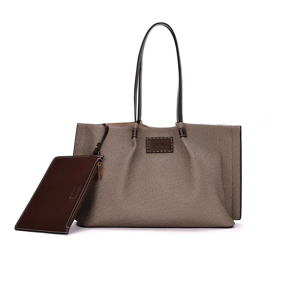 Bolsa Shopper Canvas E Clutch Marrom Dark - vista 1 de 7