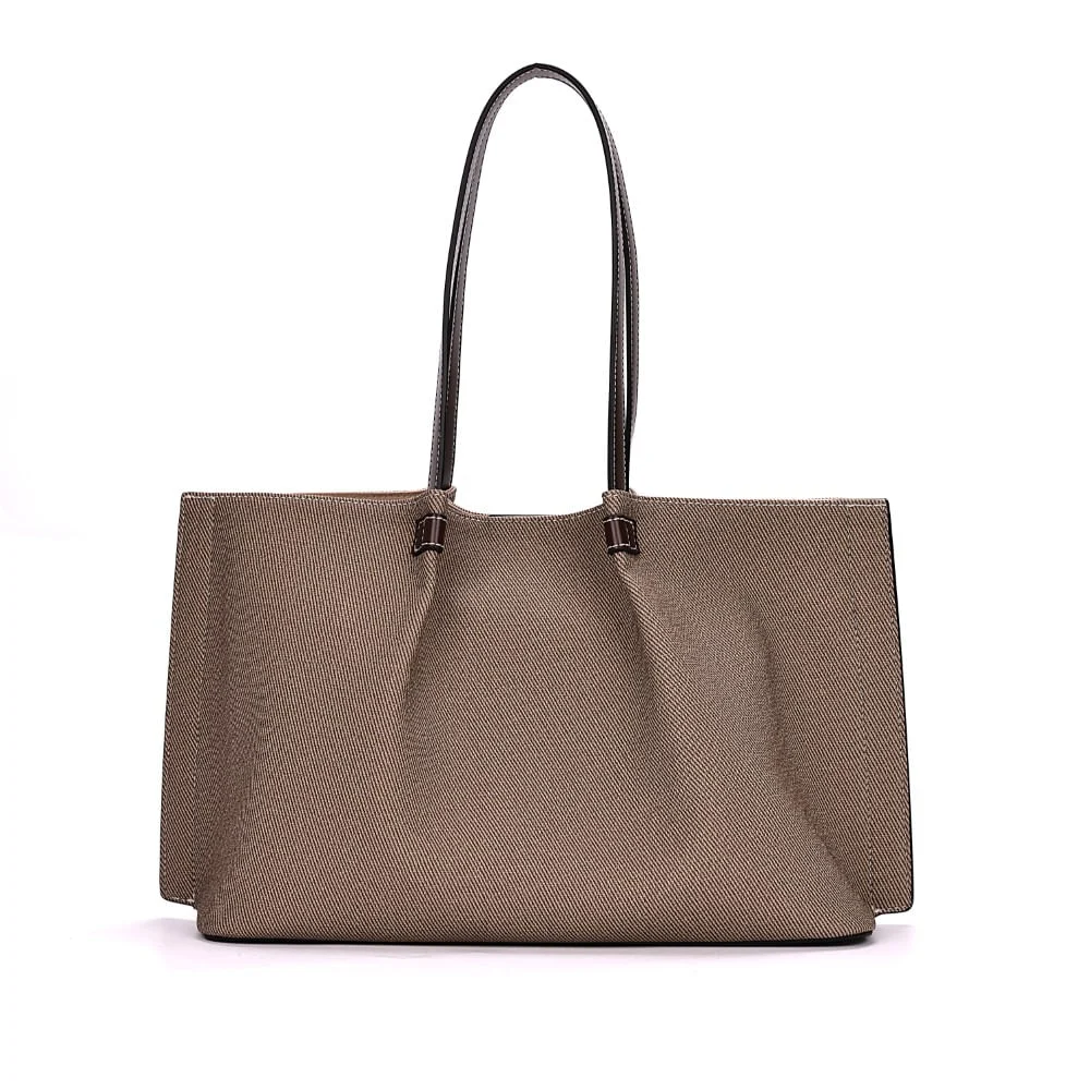 Bolsa Shopper Canvas E Clutch Marrom Dark - vista 5 de 7