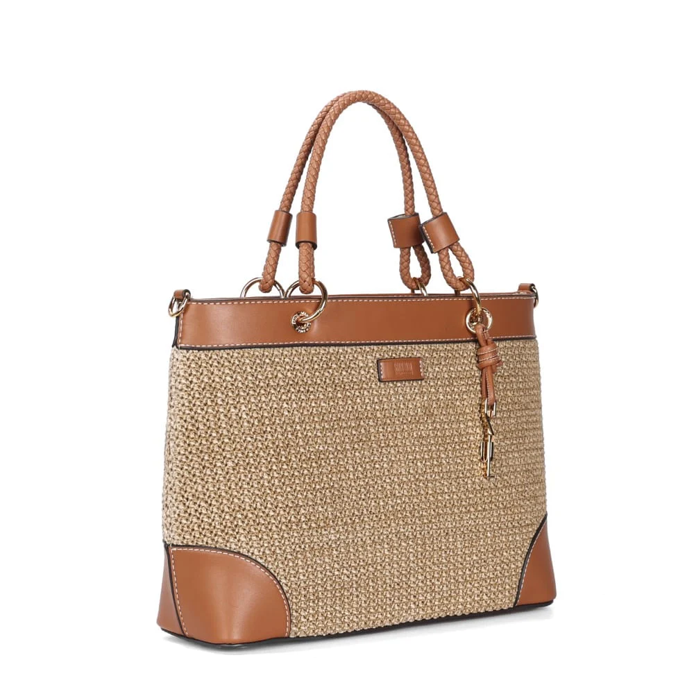 Bolsa Tote Grande Tramado Caramelo Transversal - vista 2 de 3
