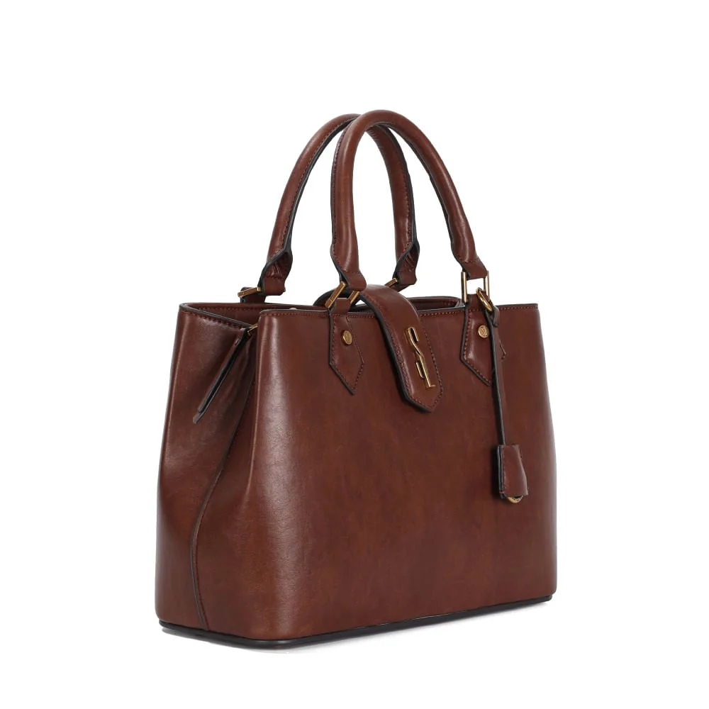 Bolsa Tote Grande Rústico Liso Marrom - vista 2 de 3